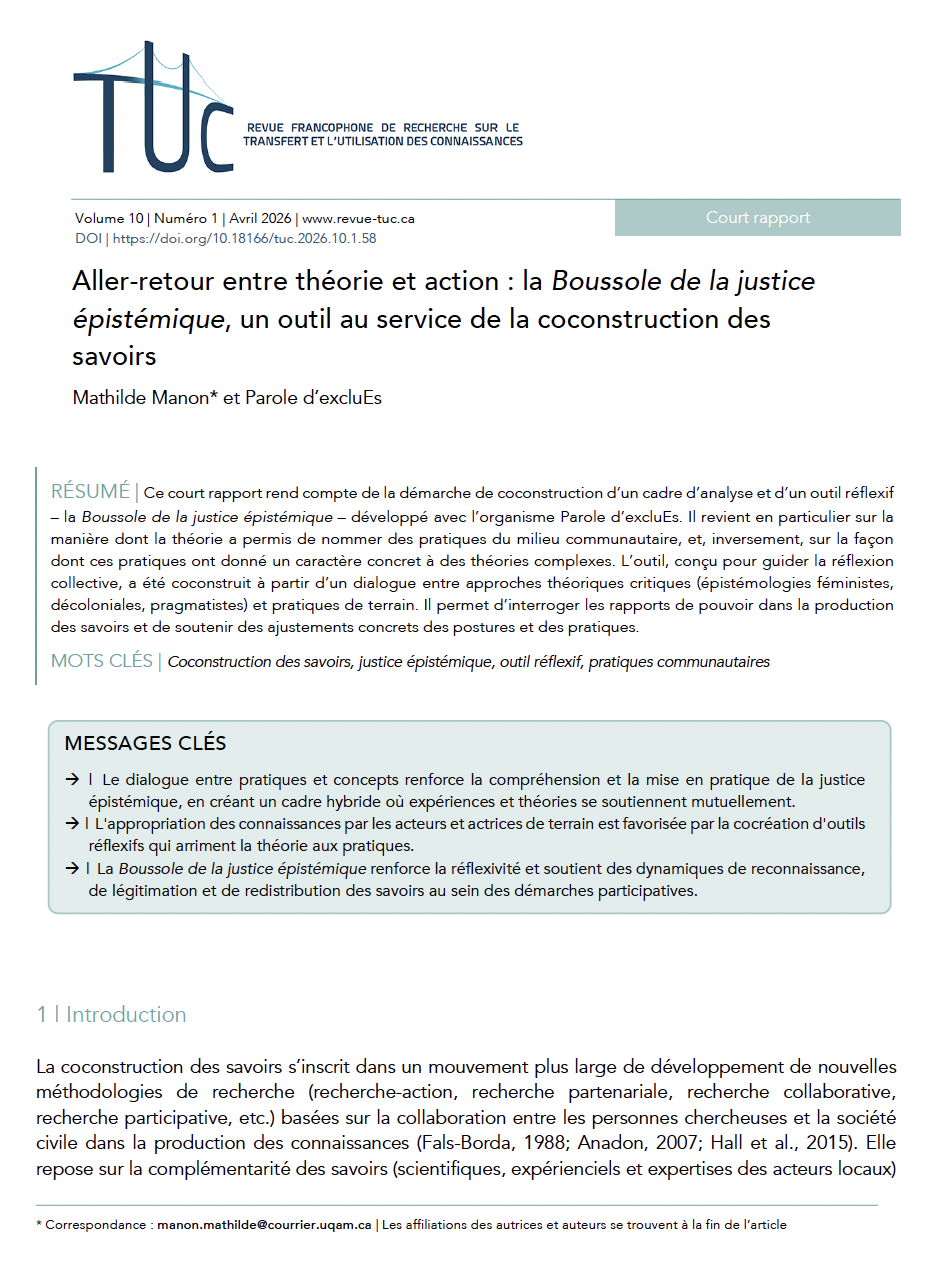 Page de couverture de l'article